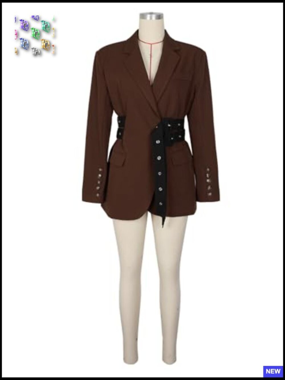 Oversized Blazer Dress Long Sleeve Belted Trench Style Fall Work Office Chic - Picture 5 of 6